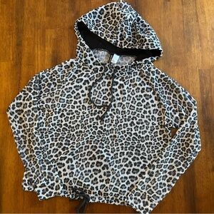 H&M Leopard Print Sheer Knit Hoodie Top | Women’s Small